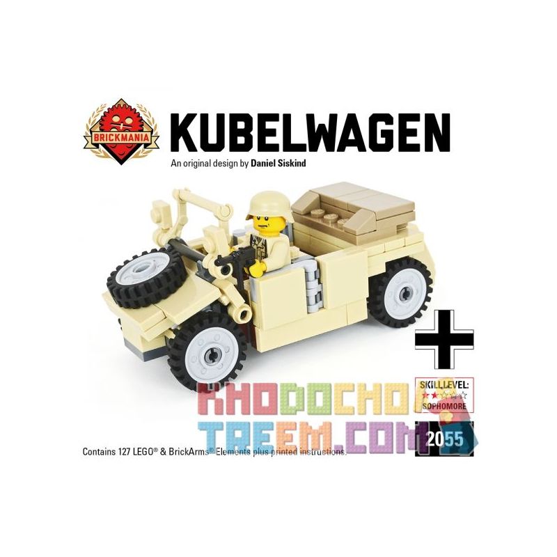 BRICKMANIA 2055 Xếp hình kiểu Lego MILITARY ARMY Kubelwagen – Tan DAK Edition Type 82 Barrel Car-Tan DAK Version Kiểu 82 Xe Thùng-Phiên Bản Tấn DAK 127 khối BRICKMANIA 2055 Xếp hình kiểu Lego MILITARY ARMY Kubelwagen – Tan DAK Edition Type 82 Barrel Car-Tan DAK Version Kiểu 82 Xe Thùng-Phiên Bản Tấn DAK 127 khối