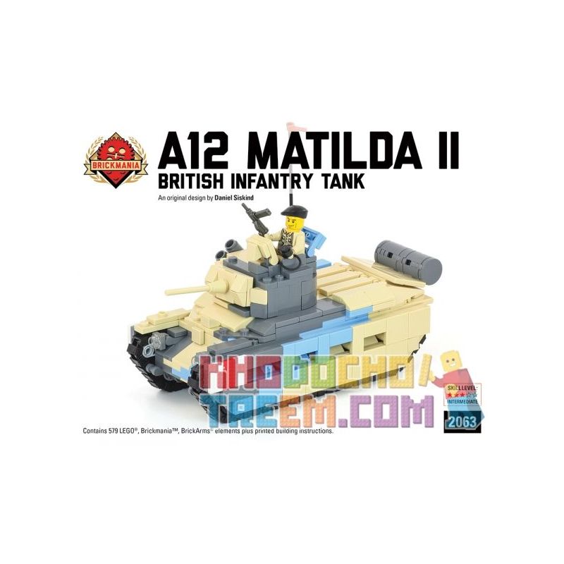 BRICKMANIA 2063 Xếp hình kiểu Lego MILITARY ARMY A12 Matilda II Infantry Tank Matilda Mk.II Infantry Tank (A12) Xe Tăng Bộ Binh Matilda Mk.II (A12) 579 khối BRICKMANIA 2063 Xếp hình kiểu Lego MILITARY ARMY A12 Matilda II Infantry Tank Matilda Mk.II Infantry Tank (A12) Xe Tăng Bộ Binh Matilda Mk.II (A12) 579 khối