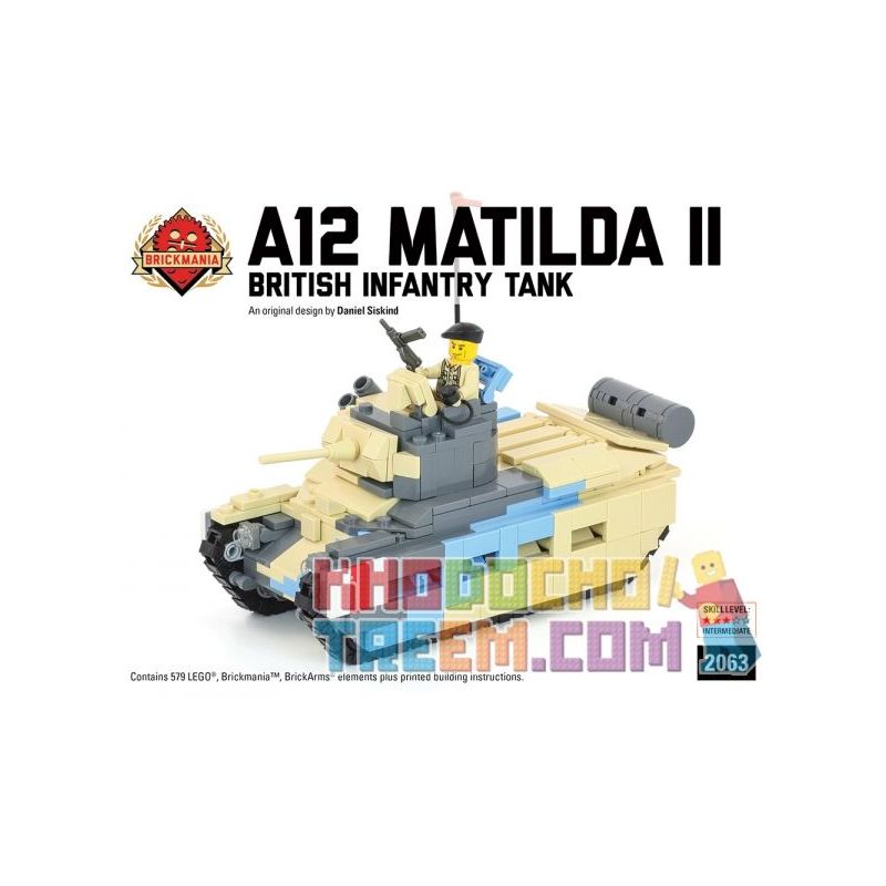 BRICKMANIA 2063 non Lego XE TĂNG BỘ BINH MATILDA MK.II (A12) bộ đồ chơi xếp lắp ráp ghép mô hình Military Army A12 MATILDA II INFANTRY TANK Quân Sự Bộ Đội 579 khối