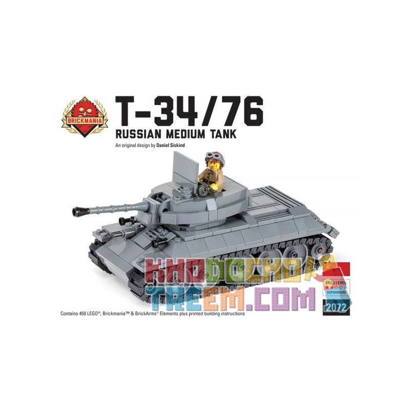 BRICKMANIA 2072 Xếp hình kiểu Lego MILITARY ARMY T-34 76 Soviet Medium Tank Xe Tăng Hạng Trung T-34 76 Của Liên Xô 459 khối BRICKMANIA 2072 Xếp hình kiểu Lego MILITARY ARMY T-34 76 Soviet Medium Tank Xe Tăng Hạng Trung T-34 76 Của Liên Xô 459 khối
