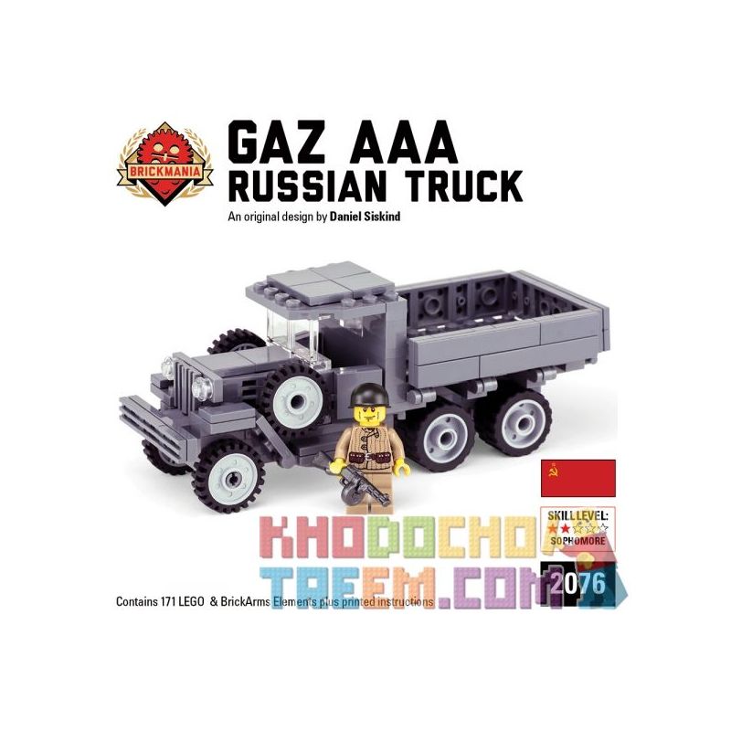BRICKMANIA 2076 Xếp hình kiểu Lego MILITARY ARMY Gaz AAA Russian Truck Xe Tải Gaz AAA Nga 171 khối BRICKMANIA 2076 Xếp hình kiểu Lego MILITARY ARMY Gaz AAA Russian Truck Xe Tải Gaz AAA Nga 171 khối