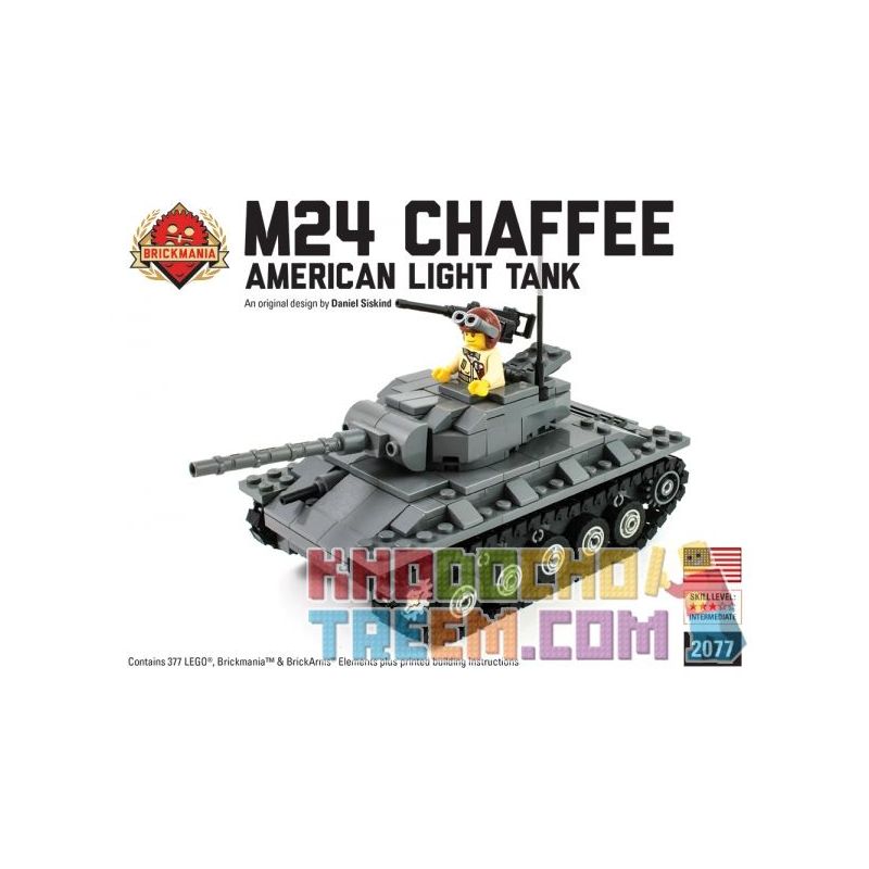 BRICKMANIA 2077 Xếp hình kiểu Lego MILITARY ARMY M24 Chaffee Light Tank M24 Xiafei Light Tank Tăng Hạng Nhẹ M24 Xiafei 377 khối BRICKMANIA 2077 Xếp hình kiểu Lego MILITARY ARMY M24 Chaffee Light Tank M24 Xiafei Light Tank Tăng Hạng Nhẹ M24 Xiafei 377 khối