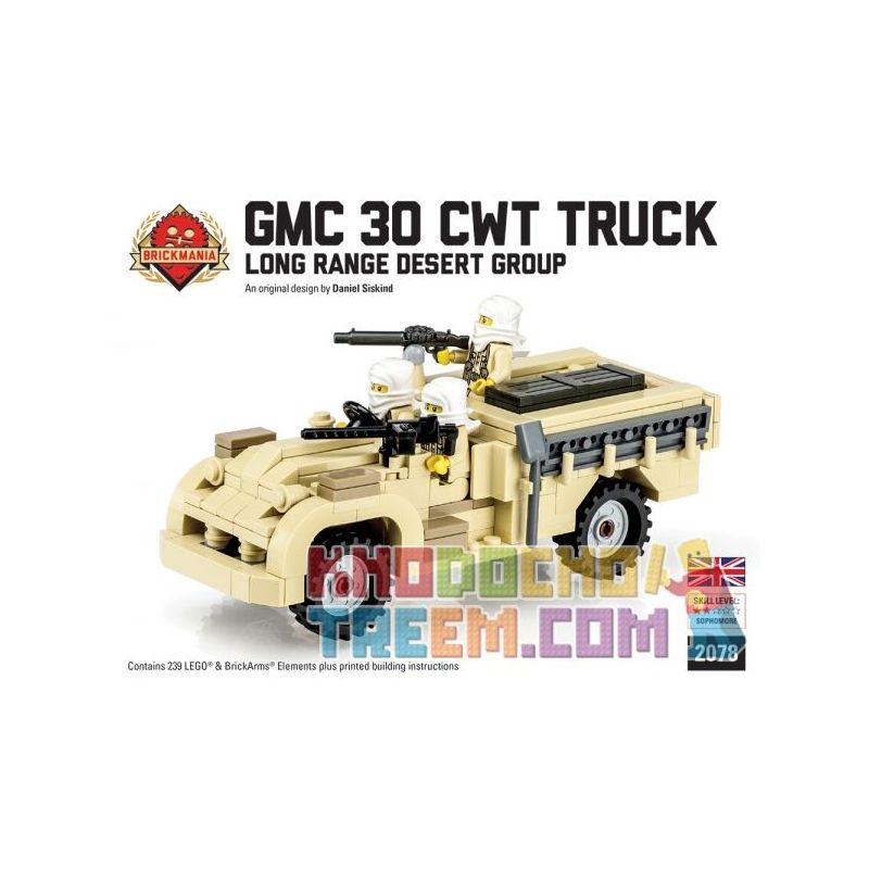 BRICKMANIA 2078 Xếp hình kiểu Lego MILITARY ARMY Long Range Desert Group Truck GMC 30 CWT British Long-Range Desert Force Truck GMC 30 CWT Xe Tải Lực Lượng Sa Mạc Tầm Xa Của Anh GMC 30 CWT 239 khối BRICKMANIA 2078 Xếp hình kiểu Lego MILITARY ARMY Long Range Desert Group Truck GMC 30 CWT British Long-Range Desert Force Truck GMC 30 CWT Xe Tải Lực Lượng Sa Mạc Tầm Xa Của Anh GMC 30 CWT 239 khối