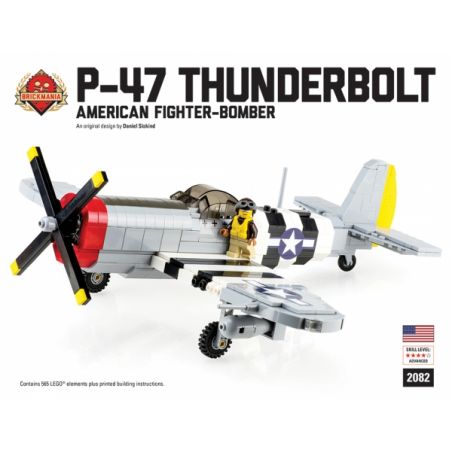 BRICKMANIA 2082 non  MÁY BAY NÉM BOM P-47 THUNDER FIGHTER-MÁY MỸ-BỘ PHIÊN BẢN HỘP ĐEN CAO CẤP bộ đồ chơi xếp lắp ráp ghép mô hình Military Army P-47 THUNDERBOLT AMERICAN FIGHTER-BOMBER PREMIUM BLACK BOX BUILDING KIT Quân Sự Bộ Đội 445 khối
