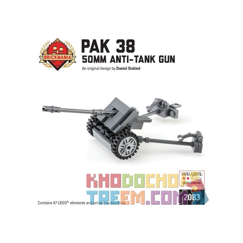 BRICKMANIA 2083 Xếp hình kiểu Lego MILITARY ARMY Pak 38 5cm Anti-tank Gun Súng Chống Tăng Pak 38 5cm 47 khối BRICKMANIA 2083 Xếp hình kiểu Lego MILITARY ARMY Pak 38 5cm Anti-tank Gun Súng Chống Tăng Pak 38 5cm 47 khối