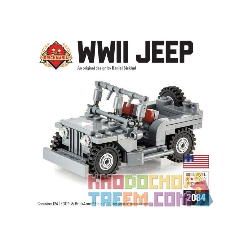 BRICKMANIA 2084 Xếp hình kiểu Lego MILITARY ARMY WWII Jeep World War II Jeep Xe Jeep Thời Thế Chiến II 124 khối BRICKMANIA 2084 Xếp hình kiểu Lego MILITARY ARMY WWII Jeep World War II Jeep Xe Jeep Thời Thế Chiến II 124 khối