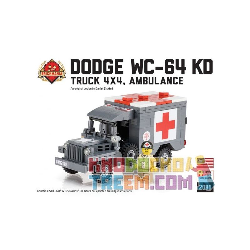 BRICKMANIA 2085 Xếp hình kiểu Lego MILITARY ARMY Dodge WC-64 KD Truck 4x4 Ambulance Xe Tải Dodge WC-64 KD Xe Cứu Thương 4x4 278 khối BRICKMANIA 2085 Xếp hình kiểu Lego MILITARY ARMY Dodge WC-64 KD Truck 4x4 Ambulance Xe Tải Dodge WC-64 KD Xe Cứu Thương 4x4 278 khối