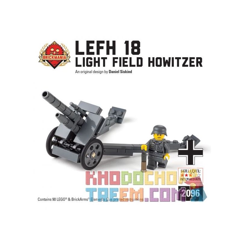 BRICKMANIA 2096 Xếp hình kiểu Lego MILITARY ARMY LeFH 18 Light Field Howitzer LeFH 18 Light Field Howitzer Lựu Pháo Trường ánh Sáng LeFH 18 90 khối BRICKMANIA 2096 Xếp hình kiểu Lego MILITARY ARMY LeFH 18 Light Field Howitzer LeFH 18 Light Field Howitzer Lựu Pháo Trường ánh Sáng LeFH 18 90 khối
