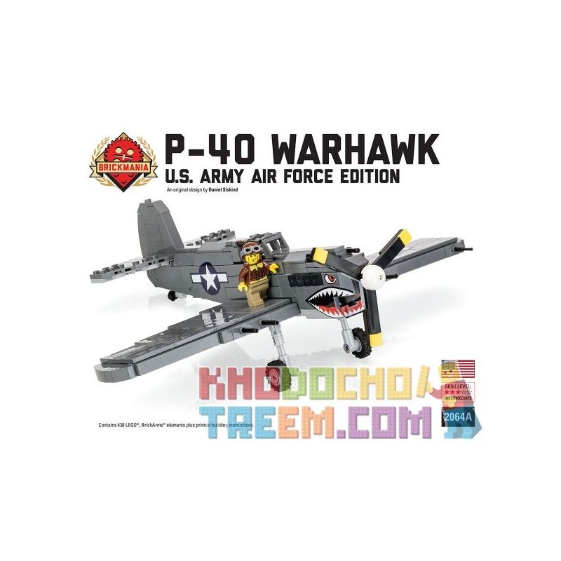 BRICKMANIA 2064A Xếp hình kiểu Lego MILITARY ARMY P-40 Warhawk - US Army Air Force Edition P-40 Warhawk Fighter-US Air Force Edition Máy Bay Chiến đấu P-40 Warhawk-Phiên Bản Không Quân Hoa Kỳ 438 khối BRICKMANIA 2064A Xếp hình kiểu Lego MILITARY ARMY P-40 Warhawk - US Army Air Force Edition P-40 Warhawk Fighter-US Air Force Edition Máy Bay Chiến đấu P-40 Warhawk-Phiên Bản Không Quân Hoa Kỳ 438 khối