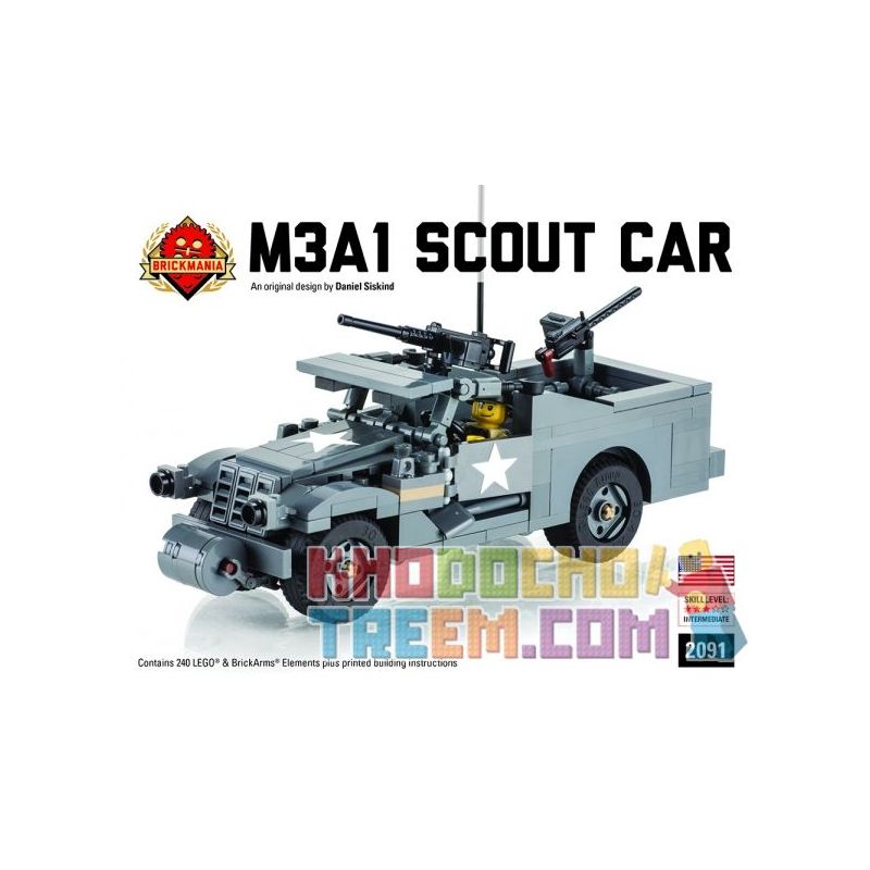 BRICKMANIA 2091 Xếp hình kiểu Lego MILITARY ARMY M3A1 Scout Car M3A1 Reconnaissance Car Xe Trinh Sát M3A1 240 khối BRICKMANIA 2091 Xếp hình kiểu Lego MILITARY ARMY M3A1 Scout Car M3A1 Reconnaissance Car Xe Trinh Sát M3A1 240 khối