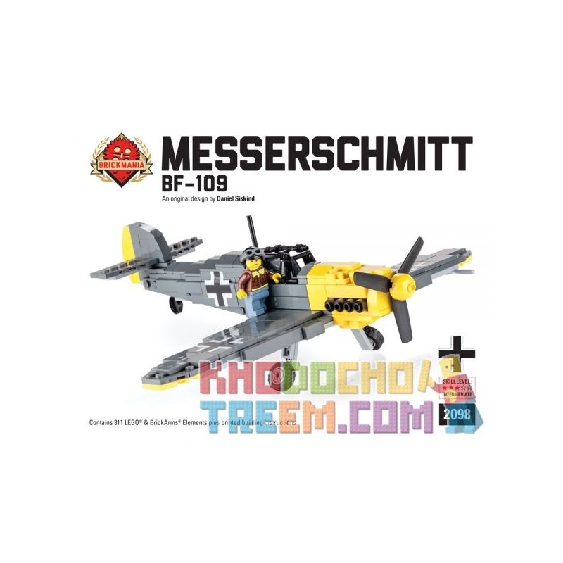BRICKMANIA 2098 Xếp hình kiểu Lego MILITARY ARMY Messerschmitt Bf-109 Messerschmidt Bf 109 311 khối BRICKMANIA 2098 Xếp hình kiểu Lego MILITARY ARMY Messerschmitt Bf-109 Messerschmidt Bf 109 311 khối