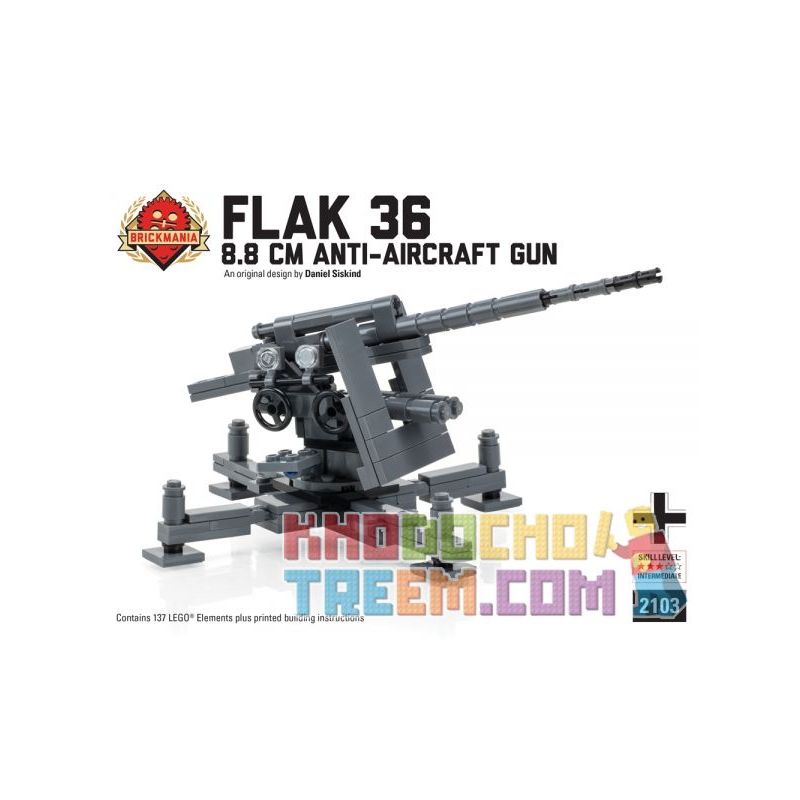 BRICKMANIA 2103 Xếp hình kiểu Lego MILITARY ARMY Flak 36 8.8 Cm Anti-Aircraft Gun Type 36 8.8mm Anti-aircraft Gun Pháo Phòng Không Type 36 8,8mm 137 khối BRICKMANIA 2103 Xếp hình kiểu Lego MILITARY ARMY Flak 36 8.8 Cm Anti-Aircraft Gun Type 36 8.8mm Anti-aircraft Gun Pháo Phòng Không Type 36 8,8mm 137 khối