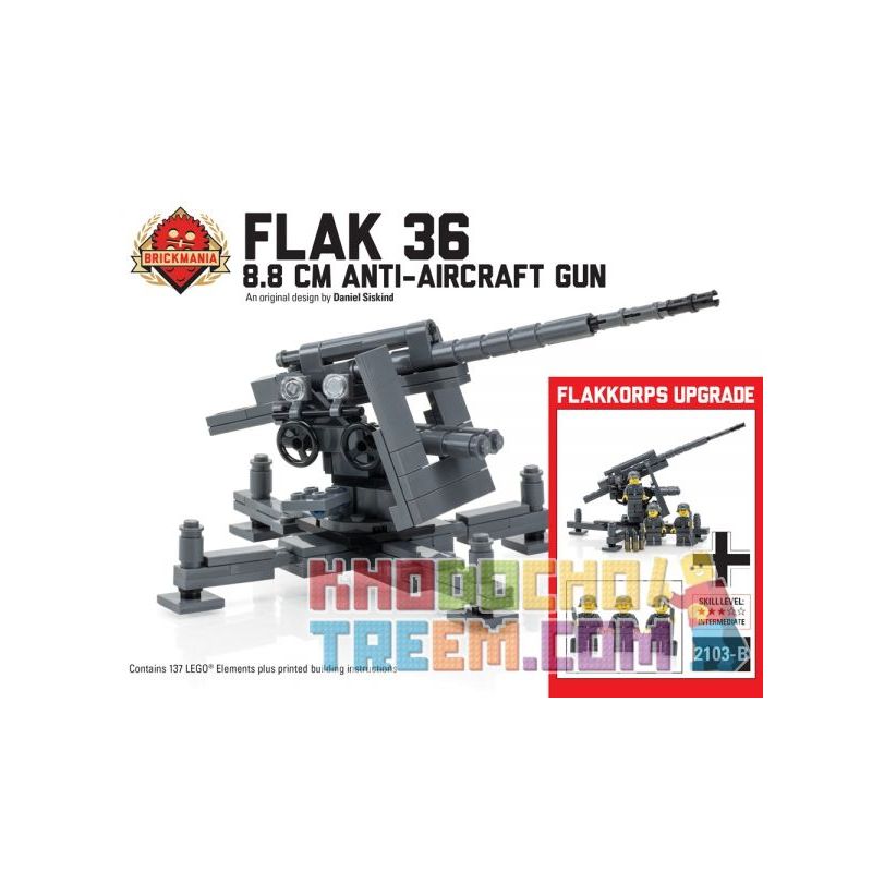 BRICKMANIA 2103BKM2103-B 2103B Xếp hình kiểu Lego MILITARY ARMY Flak 36 8.8 Cm Anti-Aircraft Gun Flakkorps Upgrade Type 36 8.8mm Anti-aircraft Gun, Anti-aircraft Upgrade Pháo Phòng Không Type 36 8,8mm BRICKMANIA 2103BKM2103-B 2103B Xếp hình kiểu Lego MILITARY ARMY Flak 36 8.8 Cm Anti-Aircraft Gun Flakkorps Upgrade Type 36 8.8mm Anti-aircraft Gun, Anti-aircraft Upgrade Pháo Phòng Không Type 36 8,8mm