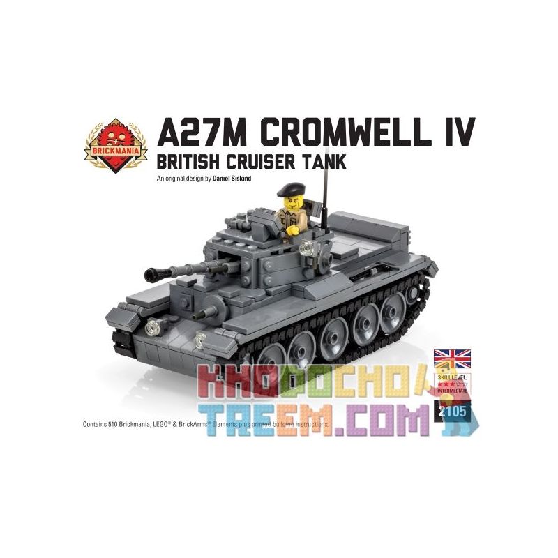 BRICKMANIA 2105 non Lego XE TĂNG A27M CROMWELL MK IV bộ đồ chơi xếp lắp ráp ghép mô hình Military Army Quân Sự Bộ Đội 510 khối