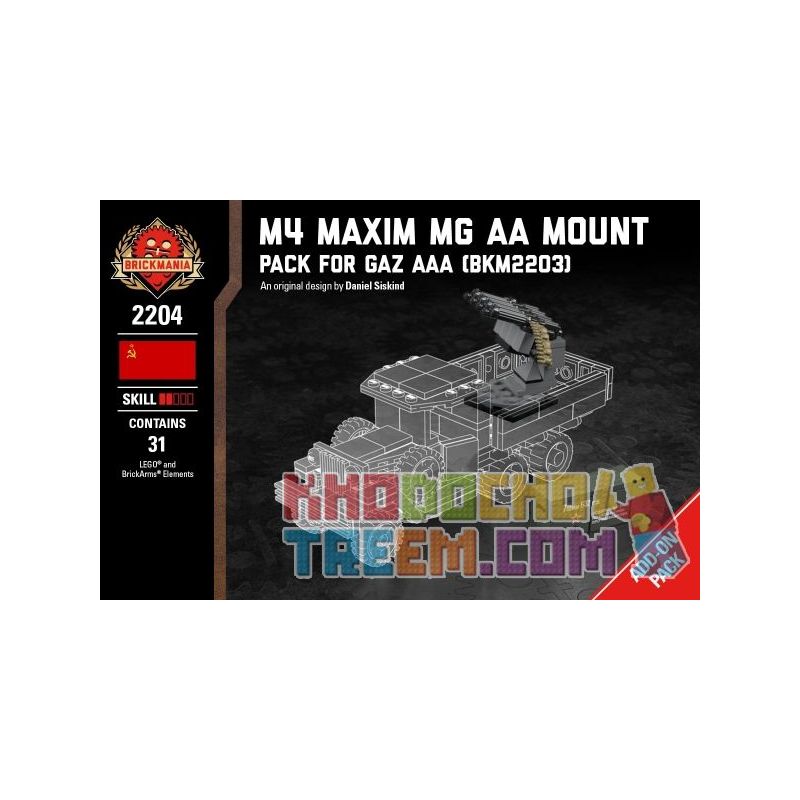 BRICKMANIA 2204 Xếp hình kiểu Lego MILITARY ARMY M4 Maxim MG AA Mount - Pack For Gaz AAA M4 Maxim Machine Gun-Gaz AAA Booster Pack Súng Máy M4 Maxim-Gaz AAA Gói Tăng áp 31 khối BRICKMANIA 2204 Xếp hình kiểu Lego MILITARY ARMY M4 Maxim MG AA Mount - Pack For Gaz AAA M4 Maxim Machine Gun-Gaz AAA Booster Pack Súng Máy M4 Maxim-Gaz AAA Gói Tăng áp 31 khối