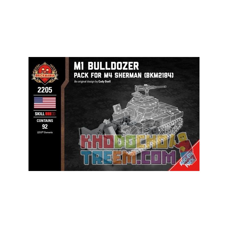 BRICKMANIA 2205 Xếp hình kiểu Lego MILITARY ARMY M1 Bulldozer - Pack For M4 Sherman M1 Dozer-M4 Sherman Tank Booster Pack Gói Tăng Cường Xe Tăng M1 Dozer-M4 Sherman 92 khối BRICKMANIA 2205 Xếp hình kiểu Lego MILITARY ARMY M1 Bulldozer - Pack For M4 Sherman M1 Dozer-M4 Sherman Tank Booster Pack Gói Tăng Cường Xe Tăng M1 Dozer-M4 Sherman 92 khối