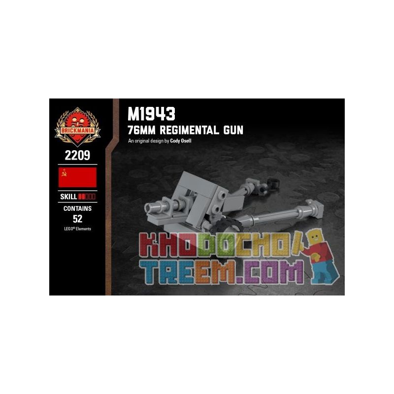 BRICKMANIA 2209 Xếp hình kiểu Lego MILITARY ARMY M1943 - 76mm Regimental Gun M1943 Type 76mm Infantry Gun M1943 Loại Súng Bộ Binh 76mm 52 khối BRICKMANIA 2209 Xếp hình kiểu Lego MILITARY ARMY M1943 - 76mm Regimental Gun M1943 Type 76mm Infantry Gun M1943 Loại Súng Bộ Binh 76mm 52 khối