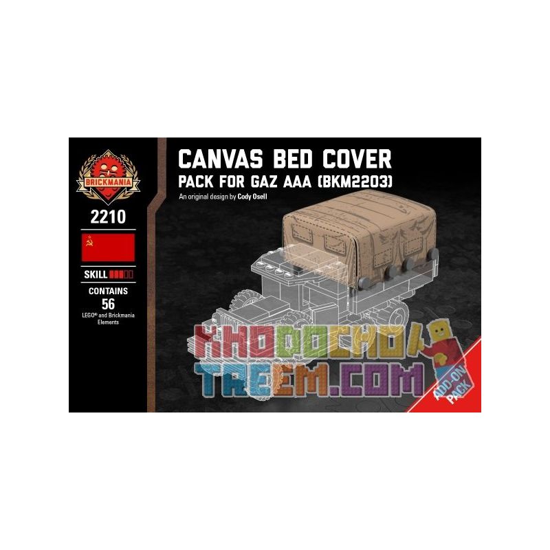 BRICKMANIA 2210 non Lego BÌA VẢI - GÓI BỔ SUNG GAZ AAA bộ đồ chơi xếp lắp ráp ghép mô hình Military Army CANVAS BED COVER - PACK FOR GAZ AAA Quân Sự Bộ Đội 56 khối