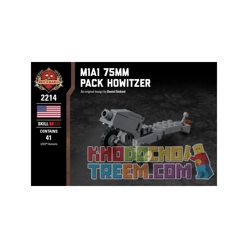 BRICKMANIA 2214 Xếp hình kiểu Lego MILITARY ARMY M1A1 75mm Pack Howitzer M1A1 75mm Packed Howitzer Lựu Pháo đóng Gói M1A1 75mm 41 khối BRICKMANIA 2214 Xếp hình kiểu Lego MILITARY ARMY M1A1 75mm Pack Howitzer M1A1 75mm Packed Howitzer Lựu Pháo đóng Gói M1A1 75mm 41 khối