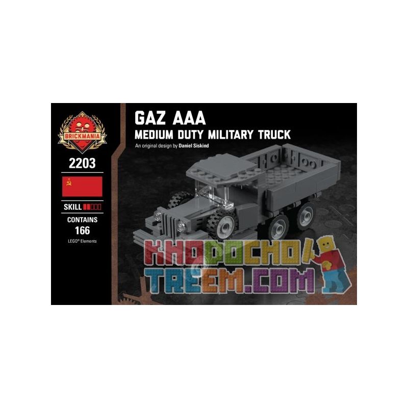 BRICKMANIA 2203 non Lego GAZ AAA-XE TẢI QUÂN SỰ HẠNG TRUNG bộ đồ chơi xếp lắp ráp ghép mô hình Military Army GAZ AAA - MEDIUM DUTY MILITARY TRUCK Quân Sự Bộ Đội 166 khối