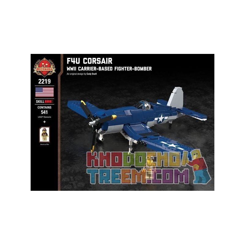 BRICKMANIA 2219 Xếp hình kiểu Lego MILITARY ARMY F4U Corsair - WWII Carrier-Based Fighter-Bomber F4U - World War II Bomb Bomber Máy Bay Ném Bom Chiến đấu Trên Tàu Sân Bay F4U-Thế Chiến II 541 khối BRICKMANIA 2219 Xếp hình kiểu Lego MILITARY ARMY F4U Corsair - WWII Carrier-Based Fighter-Bomber F4U - World War II Bomb Bomber Máy Bay Ném Bom Chiến đấu Trên Tàu Sân Bay F4U-Thế Chiến II 541 khối