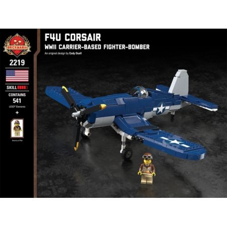 BRICKMANIA 2219 non  MÁY BAY NÉM BOM CHIẾN ĐẤU TRÊN TÀU SÂN F4U-THẾ II bộ đồ chơi xếp lắp ráp ghép mô hình Military Army F4U CORSAIR - WWII CARRIER-BASED FIGHTER-BOMBER Quân Sự Bộ Đội 541 khối
