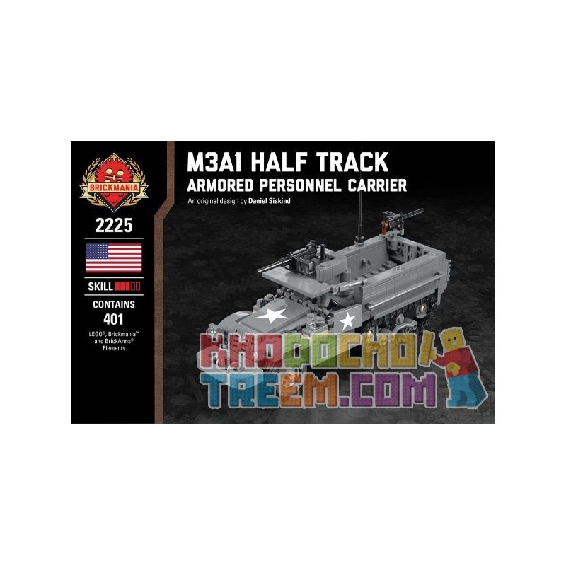 BRICKMANIA 2225 Xếp hình kiểu Lego MILITARY ARMY M3A1 Half Track - Armored Personnel Carrier M3A1 Half-stroke Vehicle Xe Nửa Bánh Xích M3A1 401 khối BRICKMANIA 2225 Xếp hình kiểu Lego MILITARY ARMY M3A1 Half Track - Armored Personnel Carrier M3A1 Half-stroke Vehicle Xe Nửa Bánh Xích M3A1 401 khối