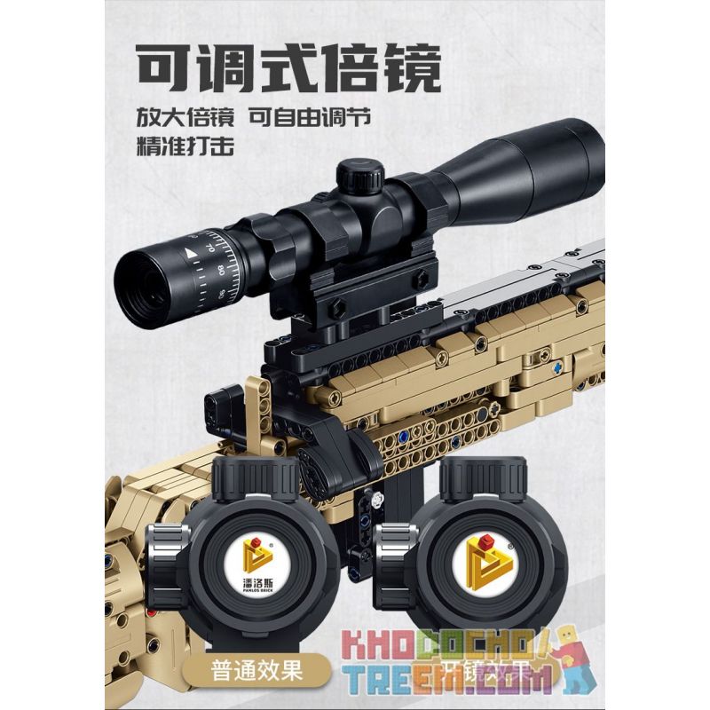 PanlosBrick 670002 Panlos Brick 670002 non  SÚNG TRƯỜNG M24 bộ đồ chơi xếp lắp ráp ghép mô hình Military Army SNIPER RIFLE Quân Sự Bộ Đội 1086 khối