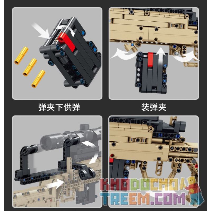 PanlosBrick 670002 Panlos Brick 670002 non  SÚNG TRƯỜNG M24 bộ đồ chơi xếp lắp ráp ghép mô hình Military Army SNIPER RIFLE Quân Sự Bộ Đội 1086 khối