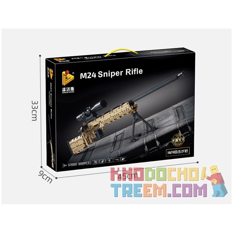 PanlosBrick 670002 Panlos Brick 670002 non  SÚNG TRƯỜNG M24 bộ đồ chơi xếp lắp ráp ghép mô hình Military Army SNIPER RIFLE Quân Sự Bộ Đội 1086 khối