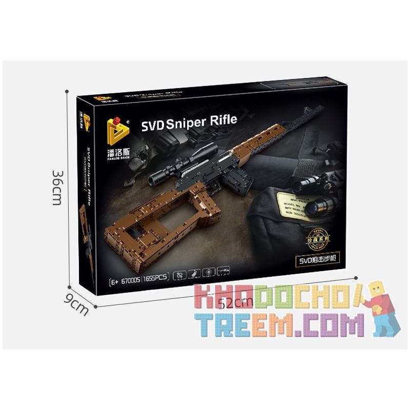 PanlosBrick 670005 Panlos Brick 670005 non  SÚNG TRƯỜNG SVD bộ đồ chơi xếp lắp ráp ghép mô hình Military Army SNIPER RIFLE Quân Sự Bộ Đội 1655 khối