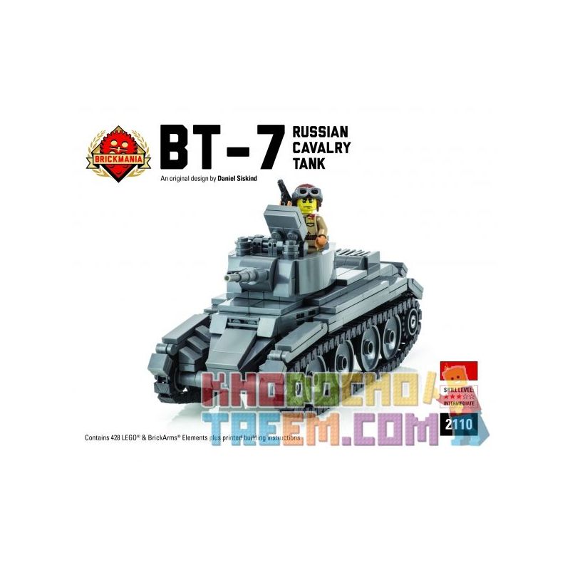 BRICKMANIA 2110 non Lego XE TĂNG HÀNH TRÌNH BT-7 CỦA NGA bộ đồ chơi xếp lắp ráp ghép mô hình Military Army BT-7 RUSSIAN CAVALRY TANK Quân Sự Bộ Đội 428 khối