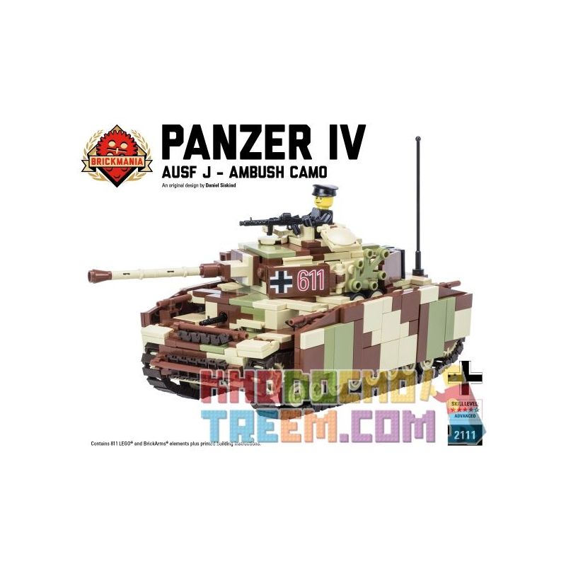 BRICKMANIA 2111 Xếp hình kiểu Lego MILITARY ARMY Panzer IV Ausf J – Ambush Camo No. 4 Tank J-type - Ambush Camouflage Kiểu Ngụy Trang Của Xe Tăng IV Loại J-Ambush 811 khối BRICKMANIA 2111 Xếp hình kiểu Lego MILITARY ARMY Panzer IV Ausf J – Ambush Camo No. 4 Tank J-type - Ambush Camouflage Kiểu Ngụy Trang Của Xe Tăng IV Loại J-Ambush 811 khối