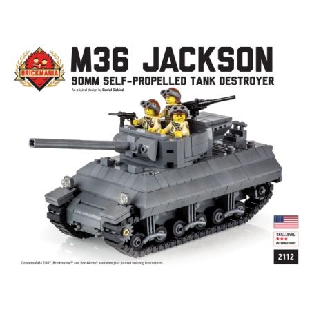 BRICKMANIA 2112 non  PHÁO CHỐNG TĂNG TỰ HÀNH M36 JACKSON 90MM bộ đồ chơi xếp lắp ráp ghép mô hình Military Army M36 JACKSON 90MM SELF-PROPELLED TANK DESTROYER Quân Sự Bộ Đội 647 khối