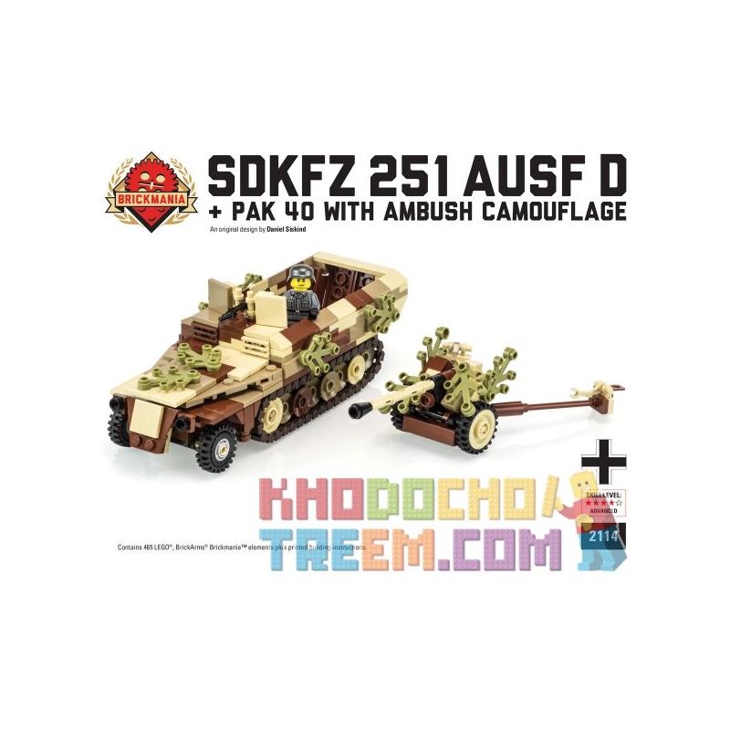 BRICKMANIA 2114 Xếp hình kiểu Lego MILITARY ARMY SdKfz 251 Ausf D & Pak 40 With Ambush Camouflage SDKFZ 251 Half-proof D-type And PAK 40 Anti-tank Ngụy Trang Phục Kích Súng Chống Tăng SdKfz 251 Loại D BRICKMANIA 2114 Xếp hình kiểu Lego MILITARY ARMY SdKfz 251 Ausf D & Pak 40 With Ambush Camouflage SDKFZ 251 Half-proof D-type And PAK 40 Anti-tank Ngụy Trang Phục Kích Súng Chống Tăng SdKfz 251 Loại D