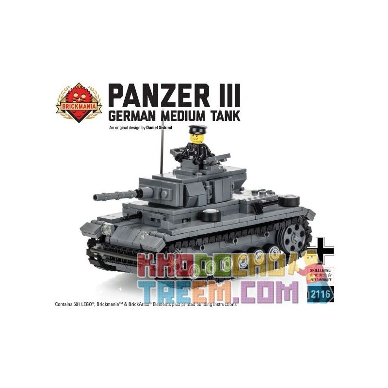 BRICKMANIA 2116 non Lego XE TĂNG SỐ BA-XE HẠNG TRUNG CỦA ĐỨC bộ đồ chơi xếp lắp ráp ghép mô hình Military Army PANZER III GERMAN MEDIUM TANK Quân Sự Bộ Đội 501 khối