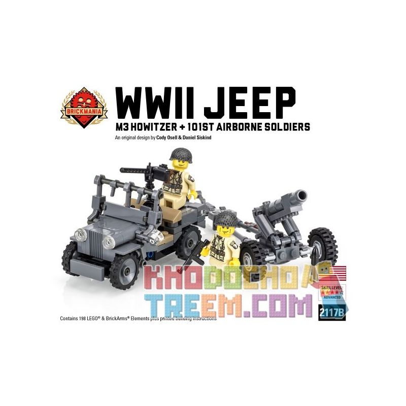 BRICKMANIA 2117B Xếp hình kiểu Lego MILITARY ARMY WW2 Jeep (2016 Edition) + US Airborne Battle Pack Twenty Gep (2016 Version) + US Military Airborne Combat Package Xe Jeep Thế Chiến II (Phiên Bản 2016 BRICKMANIA 2117B Xếp hình kiểu Lego MILITARY ARMY WW2 Jeep (2016 Edition) + US Airborne Battle Pack Twenty Gep (2016 Version) + US Military Airborne Combat Package Xe Jeep Thế Chiến II (Phiên Bản 2016