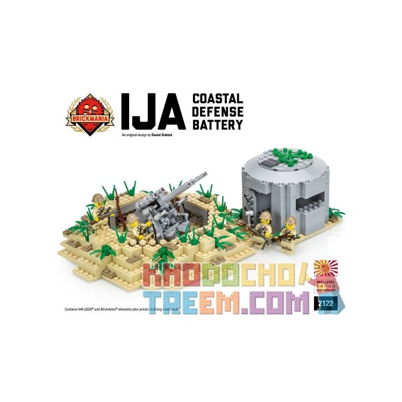 BRICKMANIA 2122 non Lego PHÒNG THỦ BỜ BIỂN IJN bộ đồ chơi xếp lắp ráp ghép mô hình Military Army IJN COASTAL DEFENSE BATTERY Quân Sự Bộ Đội 545 khối