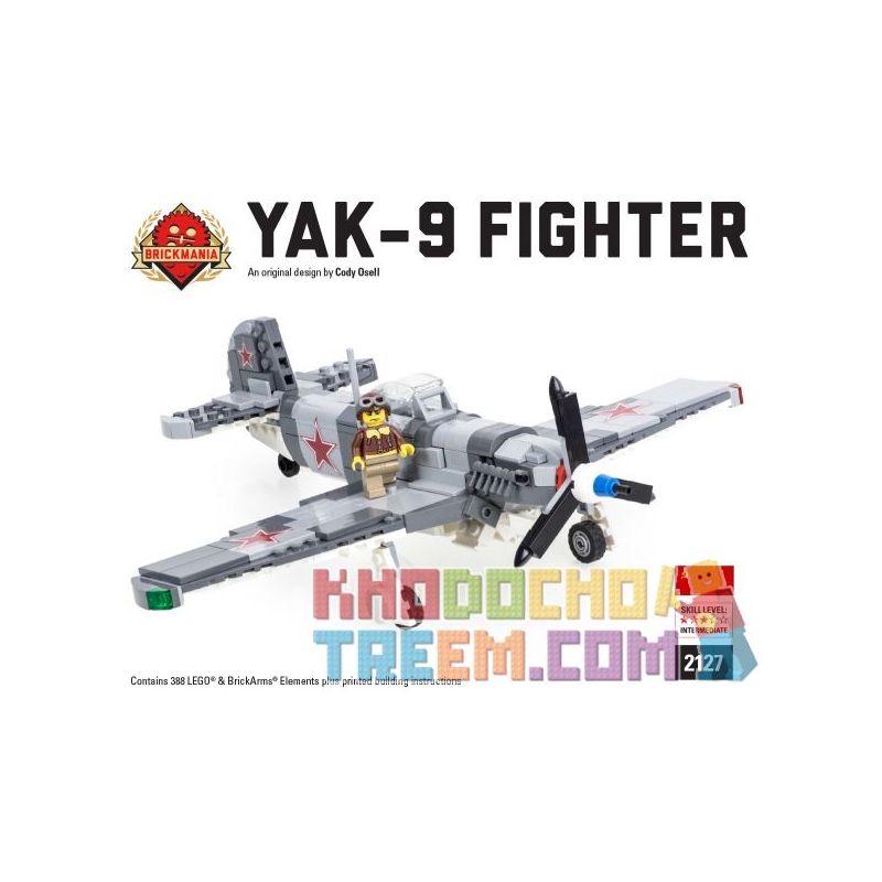 BRICKMANIA 2127 non Lego MÁY BAY CHIẾN ĐẤU YAK-9 bộ đồ chơi xếp lắp ráp ghép mô hình Military Army YAK-9 FIGHTER Quân Sự Bộ Đội 388 khối