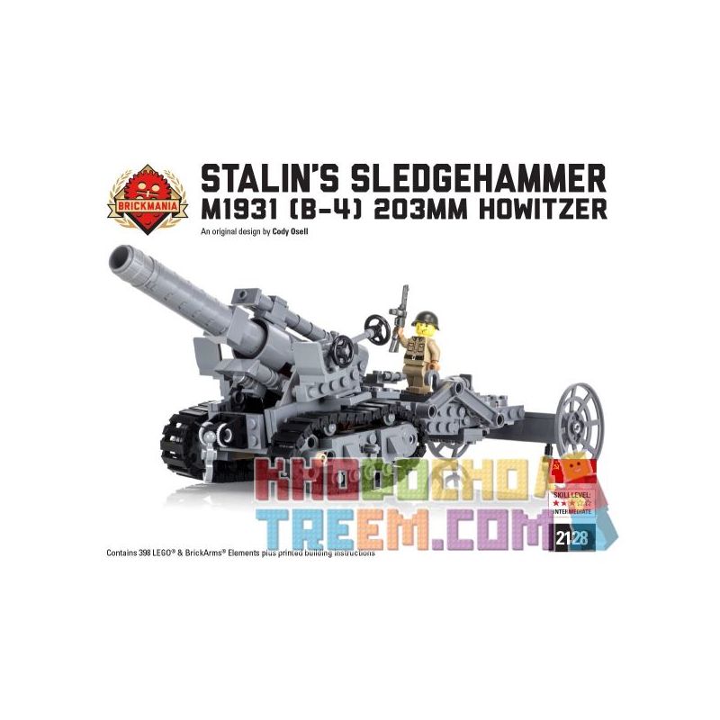 BRICKMANIA 2128 Xếp hình kiểu Lego MILITARY ARMY "Stalin's Sledgehammer" - M1931 (B-4) 203mm Howitzer "Stalin's Hammer" - M1931 (B-4) 203mm Grenado Lựu Pháo 203mm "Búa Của Stalin" -M1931 (B-4) 398 khố BRICKMANIA 2128 Xếp hình kiểu Lego MILITARY ARMY "Stalin's Sledgehammer" - M1931 (B-4) 203mm Howitzer "Stalin's Hammer" - M1931 (B-4) 203mm Grenado Lựu Pháo 203mm "Búa Của Stalin" -M1931 (B-4) 398 khố
