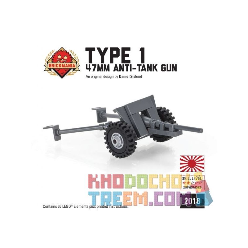 BRICKMANIA 2018-1 Xếp hình kiểu Lego MILITARY ARMY Type 1 47mm Anti-Tank Gun 1 Type 47mm Anti-tank Gun Pháo Chống Tăng Kiểu 1 47mm 36 khối BRICKMANIA 2018-1 Xếp hình kiểu Lego MILITARY ARMY Type 1 47mm Anti-Tank Gun 1 Type 47mm Anti-tank Gun Pháo Chống Tăng Kiểu 1 47mm 36 khối
