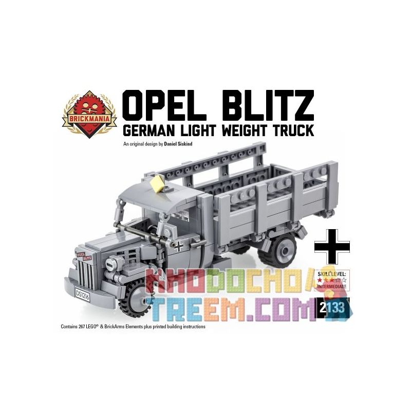 BRICKMANIA 2133 non Lego OPEL LIGHTNING TRANSPORT bộ đồ chơi xếp lắp ráp ghép mô hình Military Army OPEL BLITZ Quân Sự Bộ Đội 267 khối