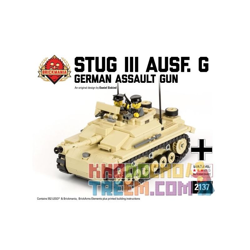 BRICKMANIA 2137 non Lego SÚNG TẤN CÔNG SỐ 3 KIỂU bộ đồ chơi xếp lắp ráp ghép mô hình Military Army STUG III AUSF. Quân Sự Bộ Đội 552 khối