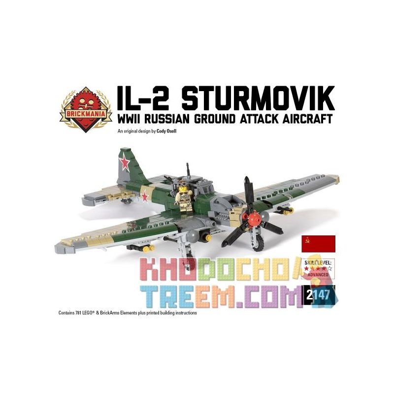 BRICKMANIA 2147 non Lego STURMOVIK THỨ 2 bộ đồ chơi xếp lắp ráp ghép mô hình Military Army IL-2 STURMOVIK Quân Sự Bộ Đội 781 khối