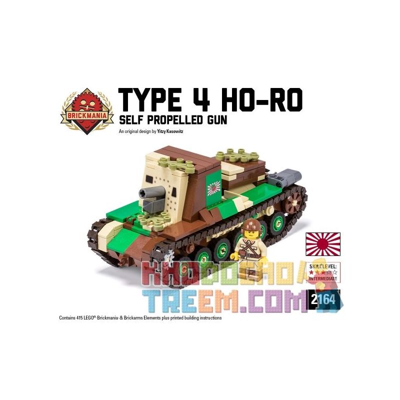 BRICKMANIA 2164 non Lego PHÁO TỰ HÀNH 4 LOẠI bộ đồ chơi xếp lắp ráp ghép mô hình Military Army TYPE 4 HO-RO SELF PROPELLED GUN Quân Sự Bộ Đội 412 khối