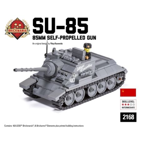 BRICKMANIA 2168 non  PHÁO TỰ HÀNH 85MM SU-85 bộ đồ chơi xếp lắp ráp ghép mô hình Military Army SU-85 85MM SELF-PROPELLED GUN Quân Sự Bộ Đội 433 khối