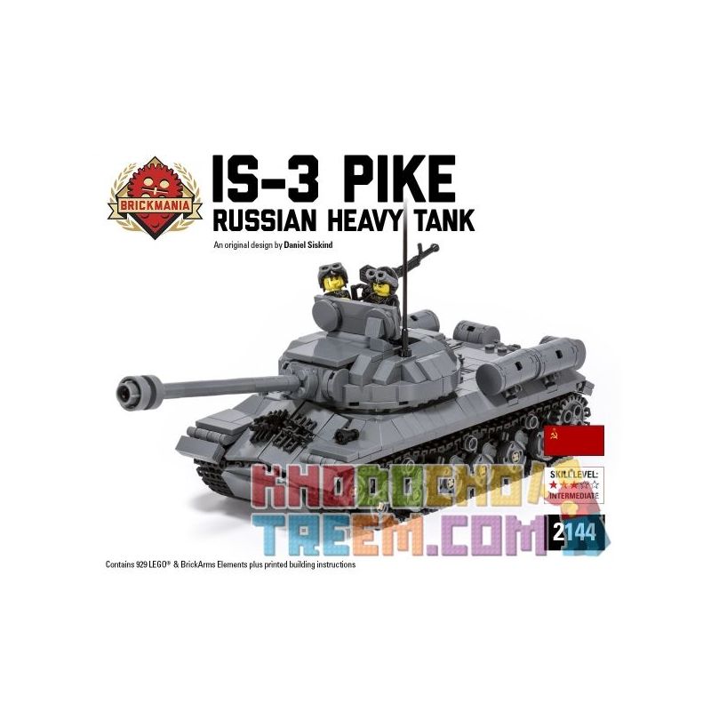 BRICKMANIA 2144 non Lego IS-3 PIKE-XE TĂNG HẠNG NẶNG CỦA NGA bộ đồ chơi xếp lắp ráp ghép mô hình Military Army IS-3 PIKE RUSSIAN HEAVY TANK Quân Sự Bộ Đội 927 khối