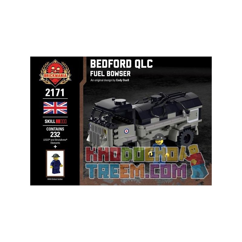 BRICKMANIA 2171 non Lego BEDFORD QLC - XE CỨU TRỢ bộ đồ chơi xếp lắp ráp ghép mô hình Military Army BEDFORD QLC - FUEL BOWSER Quân Sự Bộ Đội 232 khối