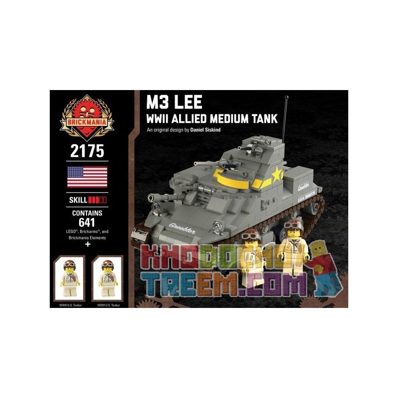 BRICKMANIA 2175 Xếp hình kiểu Lego MILITARY ARMY M3 Lee - WWII Allied Medium Tank M3 Li - World War II Xe Tăng Hạng Nhẹ M3 Lee-Allied Của Thế Chiến II 641 khối BRICKMANIA 2175 Xếp hình kiểu Lego MILITARY ARMY M3 Lee - WWII Allied Medium Tank M3 Li - World War II Xe Tăng Hạng Nhẹ M3 Lee-Allied Của Thế Chiến II 641 khối