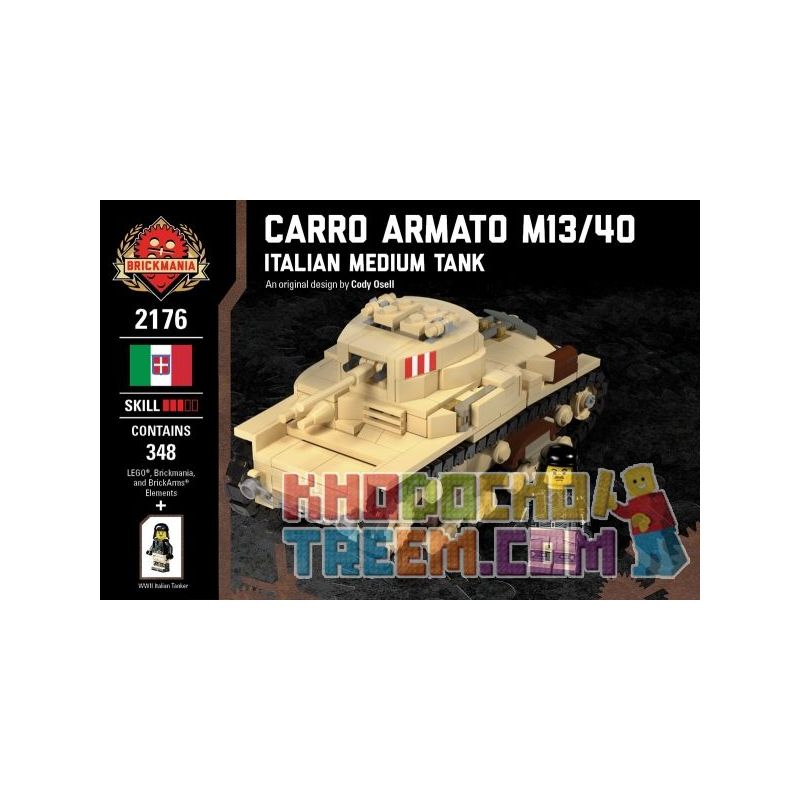 BRICKMANIA 2176 Xếp hình kiểu Lego MILITARY ARMY Carro Armato M13 40 - Italian Medium Tank Xe Tăng Hạng Trung Carro Armato M13 40-Ý 348 khối BRICKMANIA 2176 Xếp hình kiểu Lego MILITARY ARMY Carro Armato M13 40 - Italian Medium Tank Xe Tăng Hạng Trung Carro Armato M13 40-Ý 348 khối